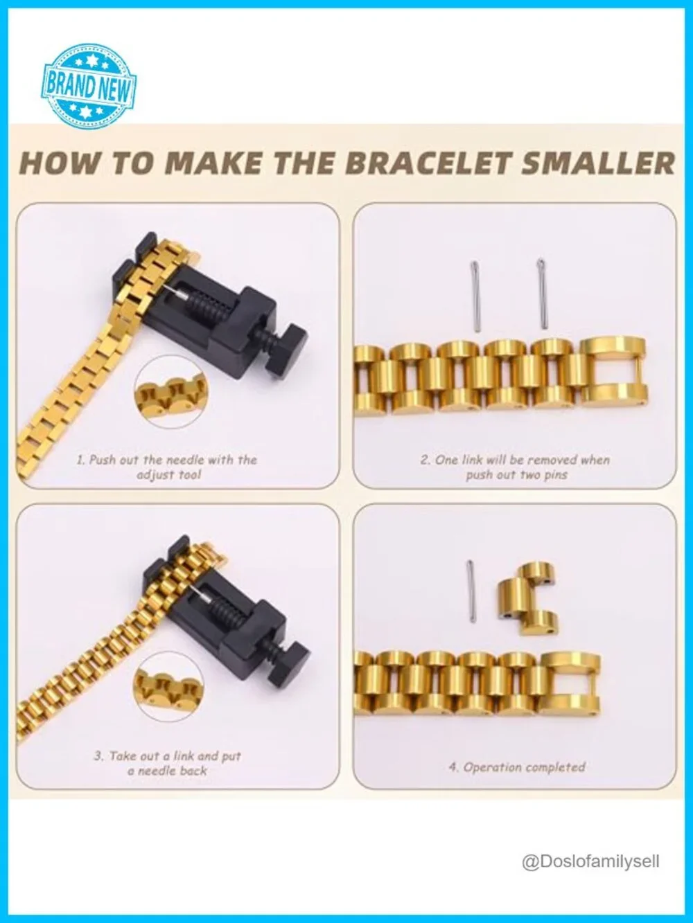 Stackable Link Bracelet Set - Stainless Steel Friendship Bangle with Adjustable